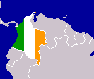 Map of Colombia Coloured in Irish Tricolour