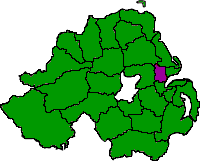 Map of Northern Ireland with Newtownabbey highlighted