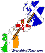 Map showing Scotland and the Irish Republic each pulling on Northern Ireland